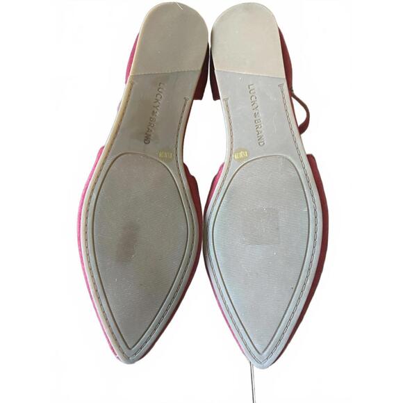 Lucky Brand Bondy Flats 8.5M Red Suede Scalloped D'Orsay Ankle Strap SEE PICS - Picture 6 of 11